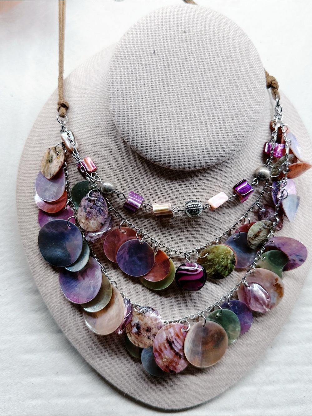 5890gc. Pink Shell Necklace Multistrand